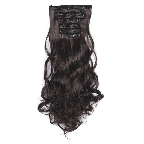 50cm 16 Card Long Curly Hair Wig Seamless Hair Extension Piece(11.8#)