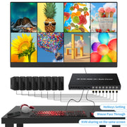 NK-E80 4K 30Hz 8 In 1 Out HDMI 8-way Screen Splitter KVM Switch(EU Plug)