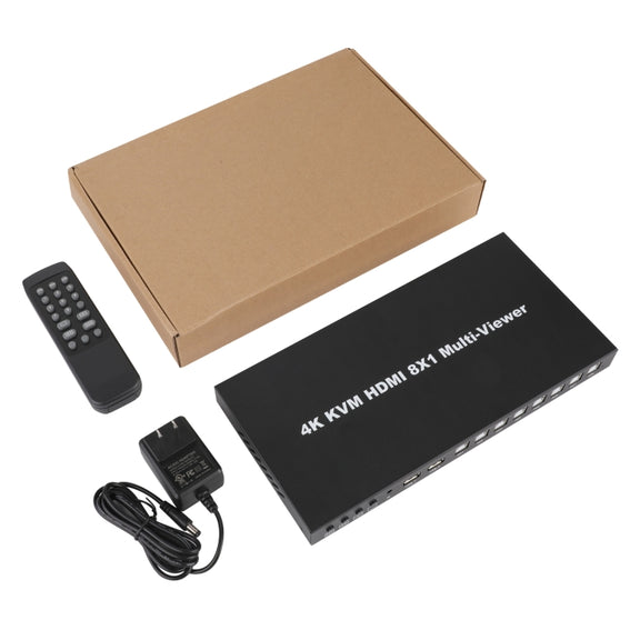 NK-E80 4K 30Hz 8 In 1 Out HDMI 8-way Screen Splitter KVM Switch(UK Plug)