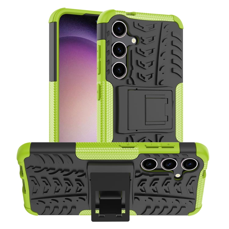 For Samsung Galaxy S24 5G Tire Texture TPU + PC Phone Case with Holder(Green) - Galaxy S24 5G Cases by PMC TechLife | Online Shopping South Africa | PMC TechLife