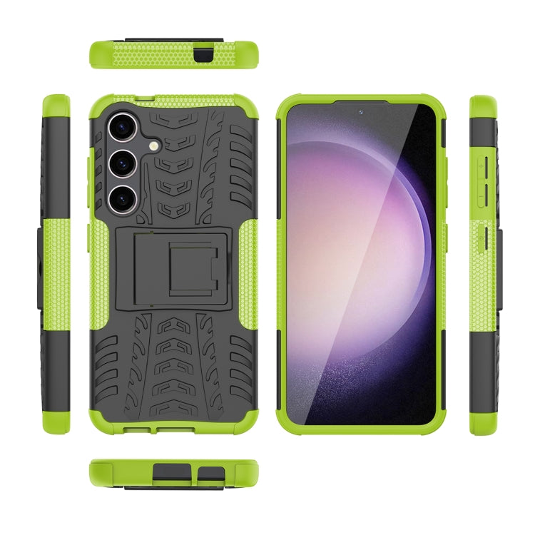 For Samsung Galaxy S24 5G Tire Texture TPU + PC Phone Case with Holder(Green) - Galaxy S24 5G Cases by PMC TechLife | Online Shopping South Africa | PMC TechLife
