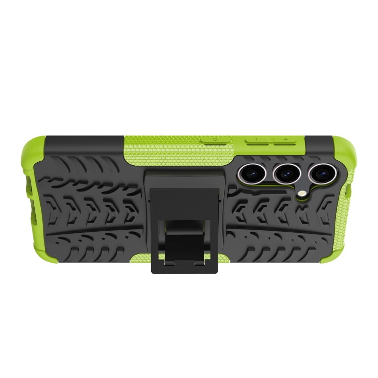 For Samsung Galaxy S24 5G Tire Texture TPU + PC Phone Case with Holder(Green) - Galaxy S24 5G Cases by PMC TechLife | Online Shopping South Africa | PMC TechLife