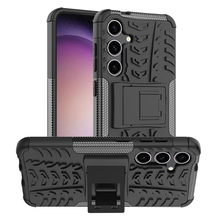 For Samsung Galaxy S24 5G Tire Texture TPU + PC Phone Case with Holder(Black) - Galaxy S24 5G Cases by PMC TechLife | Online Shopping South Africa | PMC TechLife