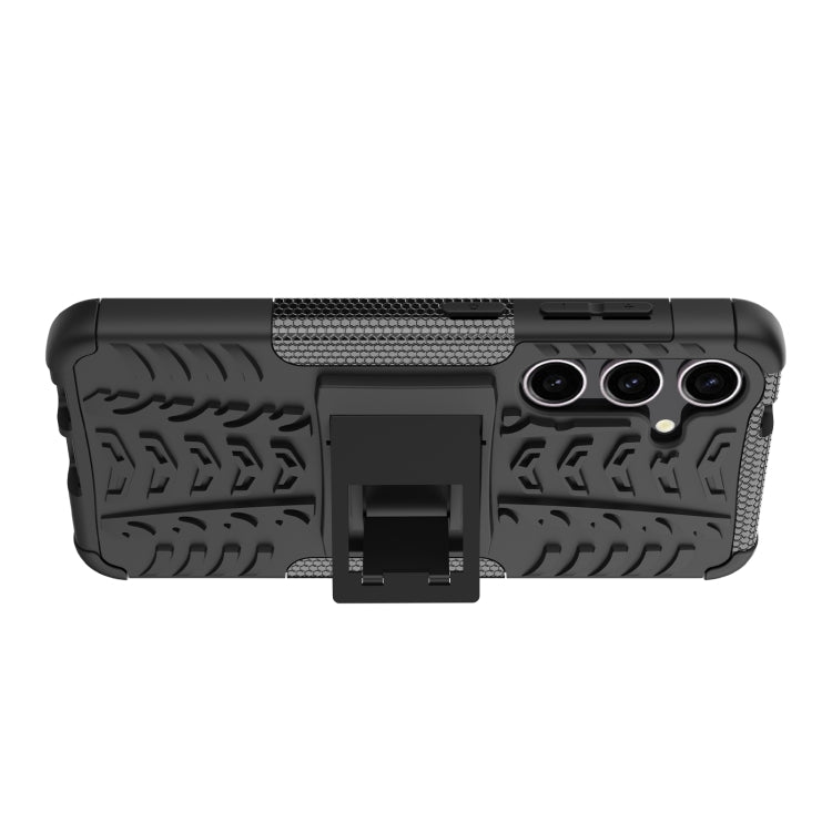 For Samsung Galaxy S24 5G Tire Texture TPU + PC Phone Case with Holder(Black) - Galaxy S24 5G Cases by PMC TechLife | Online Shopping South Africa | PMC TechLife