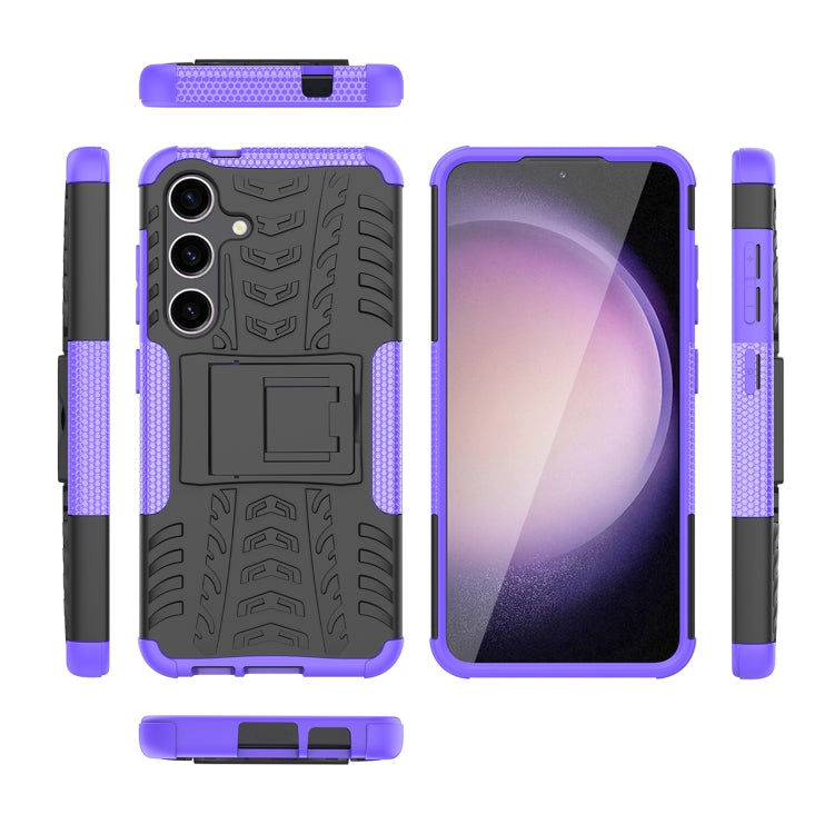 For Samsung Galaxy S24 5G Tire Texture TPU + PC Phone Case with Holder(Purple) - Galaxy S24 5G Cases by PMC TechLife | Online Shopping South Africa | PMC TechLife