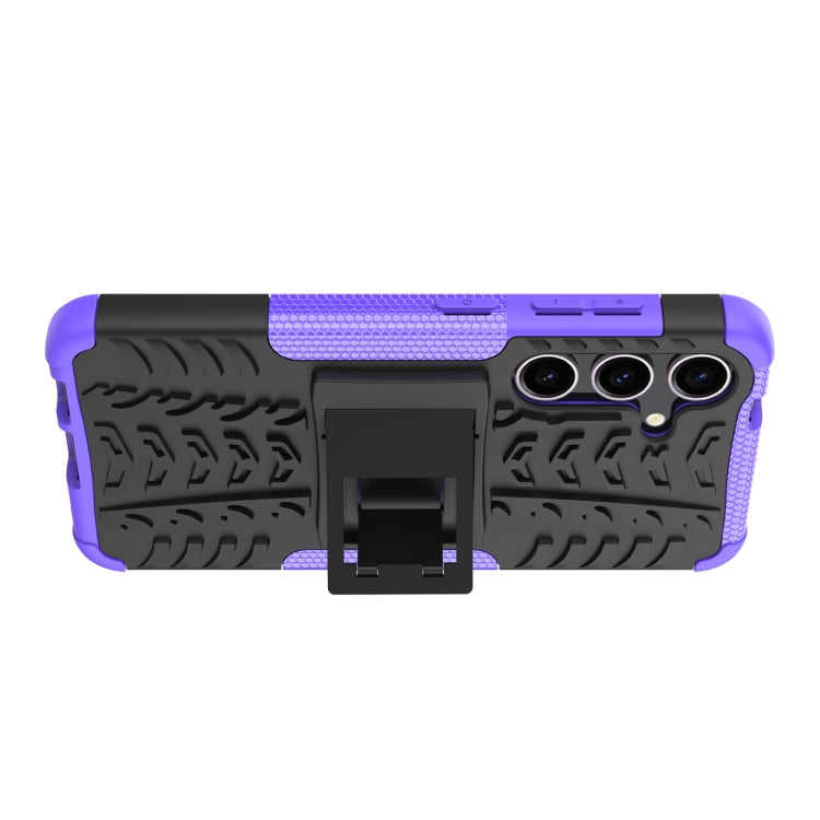 For Samsung Galaxy S24 5G Tire Texture TPU + PC Phone Case with Holder(Purple) - Galaxy S24 5G Cases by PMC TechLife | Online Shopping South Africa | PMC TechLife