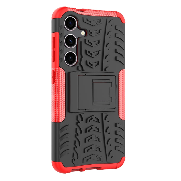 For Samsung Galaxy S24 5G Tire Texture TPU + PC Phone Case with Holder(Red) - Galaxy S24 5G Cases by PMC TechLife | Online Shopping South Africa | PMC TechLife
