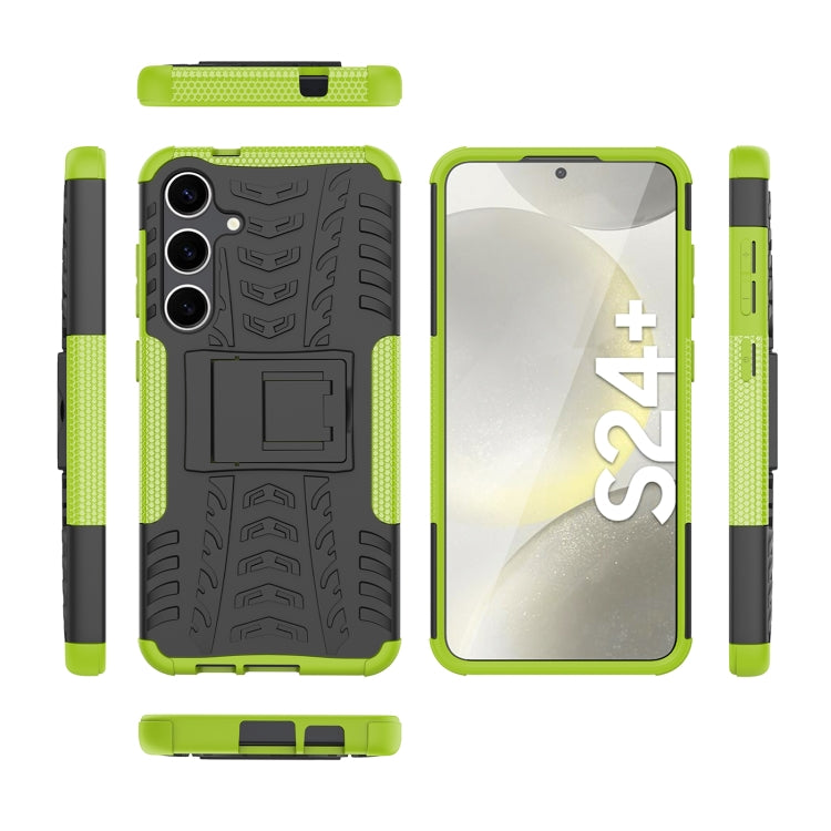 For Samsung Galaxy S24+ Tire Texture TPU + PC Phone Case with Holder(Green) - Galaxy S24+ 5G Cases by PMC TechLife | Online Shopping South Africa | PMC TechLife