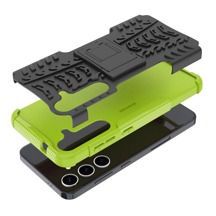For Samsung Galaxy S24+ Tire Texture TPU + PC Phone Case with Holder(Green) - Galaxy S24+ 5G Cases by PMC TechLife | Online Shopping South Africa | PMC TechLife