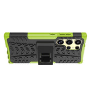 For Samsung Galaxy S24 Ultra 5G Tire Texture TPU + PC Phone Case with Holder(Green)