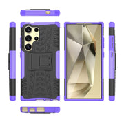 For Samsung Galaxy S24 Ultra 5G Tire Texture TPU + PC Phone Case with Holder(Purple)