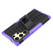 For Samsung Galaxy S24 Ultra 5G Tire Texture TPU + PC Phone Case with Holder(Purple)