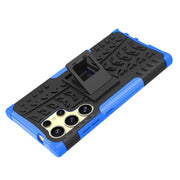 For Samsung Galaxy S24 Ultra 5G Tire Texture TPU + PC Phone Case with Holder(Blue)