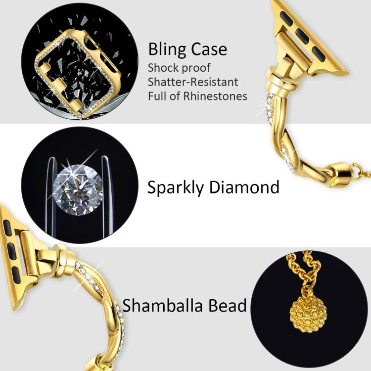 For Apple Watch Series 8 41mm Twist Bracelet Diamond Metal Watch Band(Gold) - free shipping - PMC TechLife - Order now!