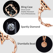 For Apple Watch Series 4 44mm Twist Bracelet Diamond Metal Watch Band(Rose Gold)