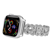For Apple Watch Series 4 40mm Hearts Crossed Diamond Metal Watch Band(Silver)