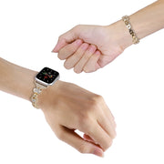 For Apple Watch Series 8 41mm Gourd Diamond Metal Watch Band(Gold)