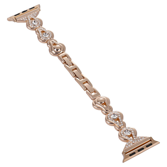 For Apple Watch Series 8 41mm Gourd Diamond Metal Watch Band(Rose Gold)
