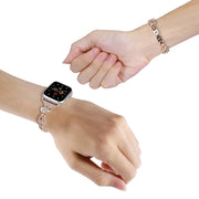 For Apple Watch Series 8 41mm Gourd Diamond Metal Watch Band(Rose Gold)