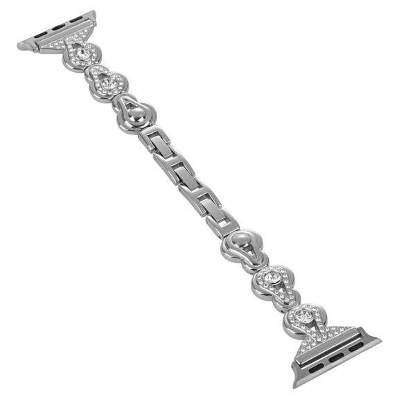 For Apple Watch Series 4 44mm Gourd Diamond Metal Watch Band(Silver)