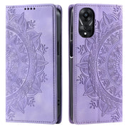For OPPO A78 5G / A58 5G Totem Embossed Magnetic Leather Phone Case(Purple)