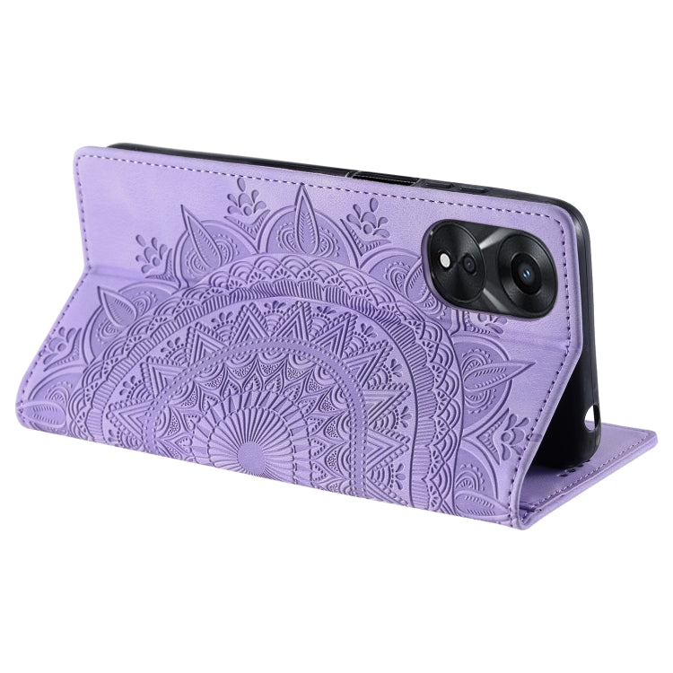 For OPPO A78 5G / A58 5G Totem Embossed Magnetic Leather Phone Case(Purple) - OPPO Cases by PMC TechLife | Online Shopping South Africa | PMC TechLife