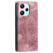 For Xiaomi Redmi 12 4G/5G / Note 12R Totem Embossed Magnetic Leather Phone Case(Rose Gold)