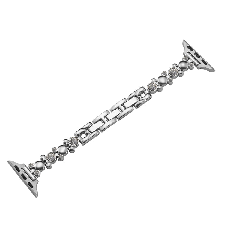 For Apple Watch Series 8 41mm Metal Diamond Bear Chain Watch Band(Silver) - free shipping - PMc TechLife - Order now!