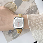 For Apple Watch 42mm Metal Diamond Bear Chain Watch Band(Silver)