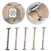 For Apple Watch Series 9 45mm Metal Diamond Bear Chain Watch Band(Starlight)