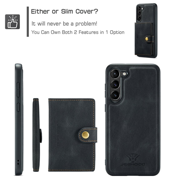 For Samsung Galaxy S24 5G JEEHOOD J01 Retro Magnetic Detachable Wallet Phone Case(Black)
