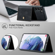 For Samsung Galaxy S24 5G JEEHOOD J01 Retro Magnetic Detachable Wallet Phone Case(Black)