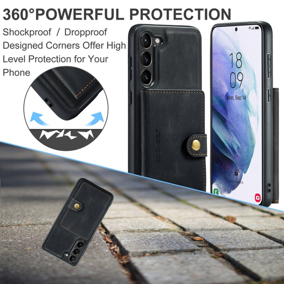 For Samsung Galaxy S24 5G JEEHOOD J01 Retro Magnetic Detachable Wallet Phone Case(Black)