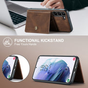 For Samsung Galaxy S24 5G JEEHOOD J01 Retro Magnetic Detachable Wallet Phone Case(Brown)