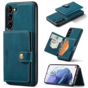 For Samsung Galaxy S24 5G JEEHOOD J01 Retro Magnetic Detachable Wallet Phone Case(Blue)