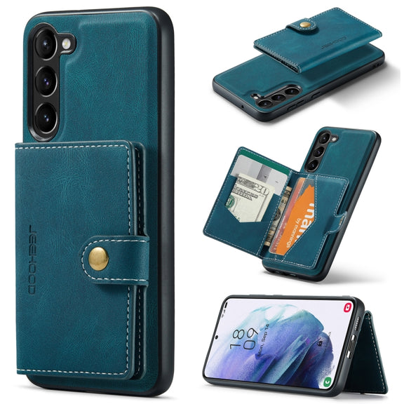 For Samsung Galaxy S24 5G JEEHOOD J01 Retro Magnetic Detachable Wallet Phone Case(Blue)