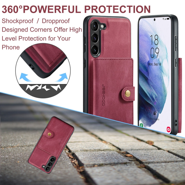 For Samsung Galaxy S24 5G JEEHOOD J01 Retro Magnetic Detachable Wallet Phone Case(Red)