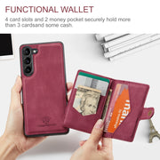 For Samsung Galaxy S24 5G JEEHOOD J01 Retro Magnetic Detachable Wallet Phone Case(Red)