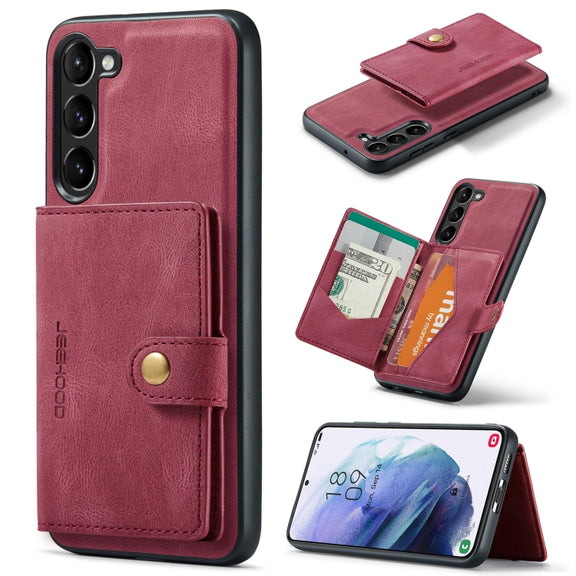 For Samsung Galaxy S24 5G JEEHOOD J01 Retro Magnetic Detachable Wallet Phone Case(Red)