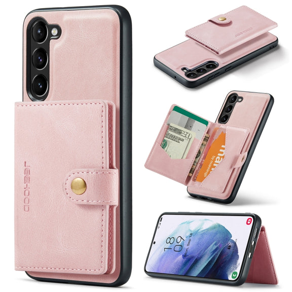 For Samsung Galaxy S24 5G JEEHOOD J01 Retro Magnetic Detachable Wallet Phone Case(Pink)