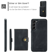 For Samsung Galaxy S24+ 5G JEEHOOD J01 Retro Magnetic Detachable Wallet Phone Case(Black)