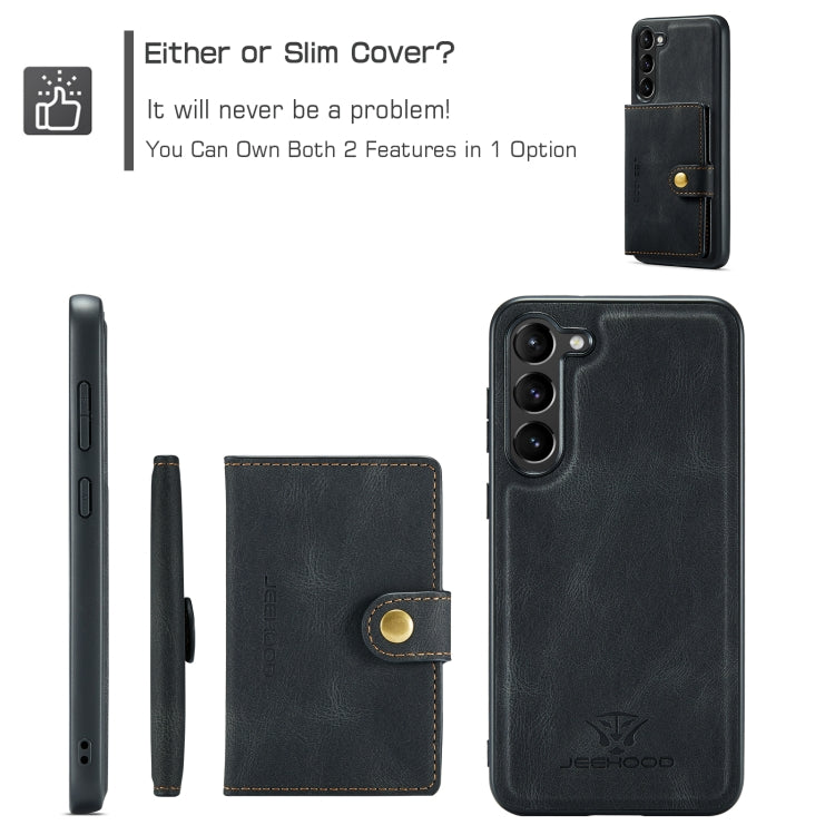 For Samsung Galaxy S24+ 5G JEEHOOD J01 Retro Magnetic Detachable Wallet Phone Case(Black)