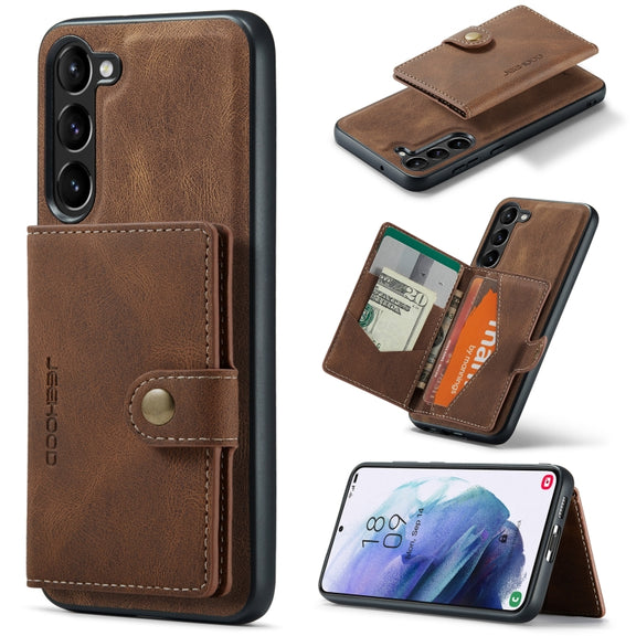 For Samsung Galaxy S24+ 5G JEEHOOD J01 Retro Magnetic Detachable Wallet Phone Case(Brown)