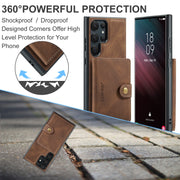 For Samsung Galaxy S24 Ultra 5G JEEHOOD J01 Retro Magnetic Detachable Wallet Phone Case(Brown)