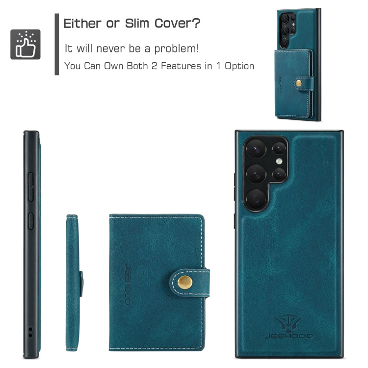 For Samsung Galaxy S24 Ultra 5G JEEHOOD J01 Retro Magnetic Detachable Wallet Phone Case(Blue)