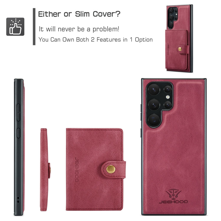 For Samsung Galaxy S24 Ultra 5G JEEHOOD J01 Retro Magnetic Detachable Wallet Phone Case(Red)