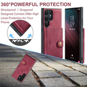 For Samsung Galaxy S24 Ultra 5G JEEHOOD J01 Retro Magnetic Detachable Wallet Phone Case(Red)