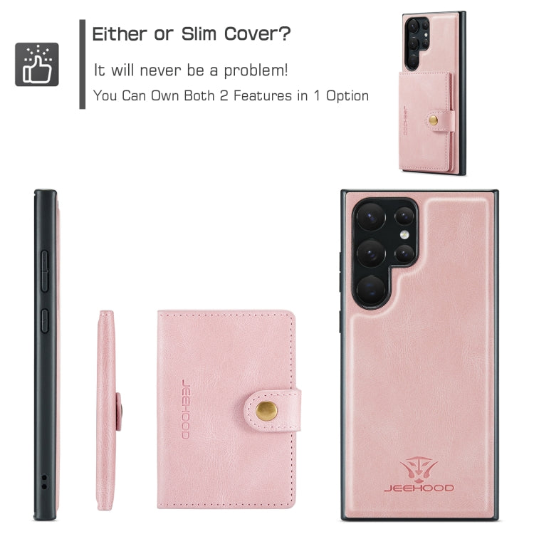 For Samsung Galaxy S24 Ultra 5G JEEHOOD J01 Retro Magnetic Detachable Wallet Phone Case(Pink)
