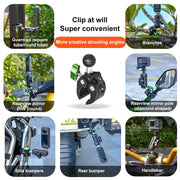 RUIGPRO Crab Clamp Action Camera Bracket 1/4 Ball Head with Phone Clamp