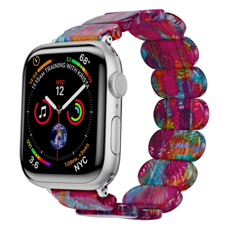 For Apple Watch SE 2023 44mm Stretch Rope Resin Watch Band(Pearlescent Rainbow) - Watch Bands by PMC TechLife | Online Shopping South Africa | PMC TechLife
